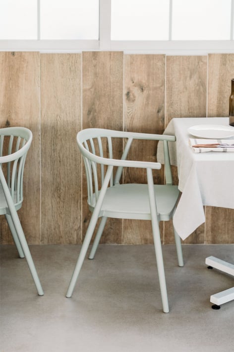 Stackable dining chair with armrests Ivor - Green Khaki