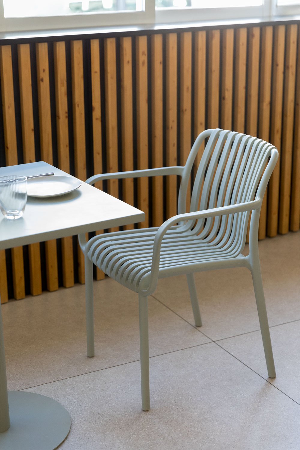 Pack of 2 Wendell polypropylene dining chairs with armrests, gallery image 1