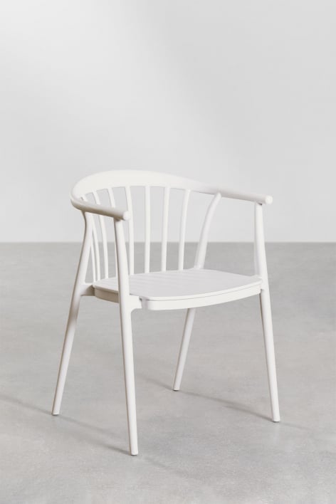 Pack of 2 stackable dining chairs with armrests in polypropylene Ivor - Gardenia White
