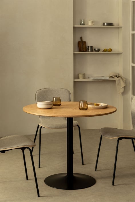 Round Dining Table in MDF and Metal Yvetta