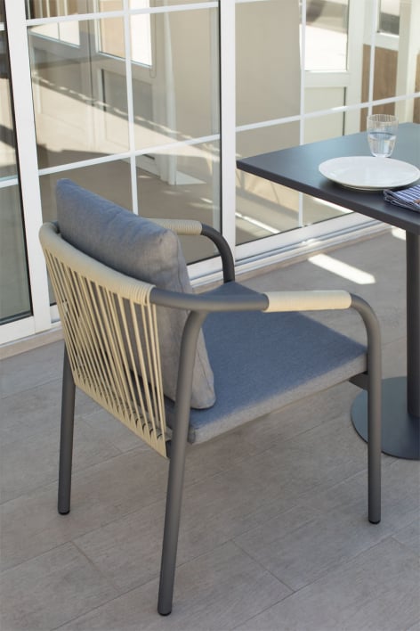 Garden Chair with Aluminum Armrests and Basper Rope
