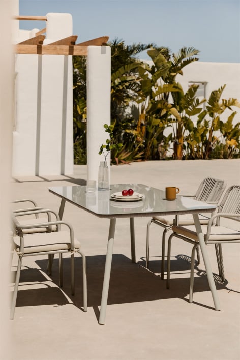 Arhiza rectangular glass & aluminium garden table (160x90 cm)