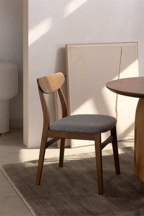 Cloda dining chair in fabric and wood - Dark Wood - Grey