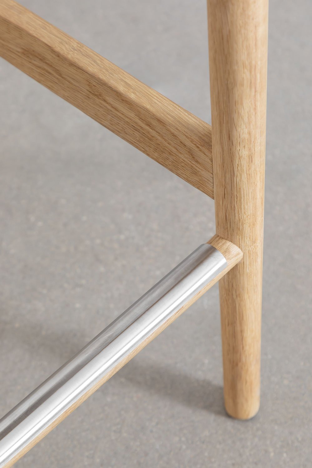 Pack of 2 High Stools in Oak Wood and Braided Rope (66 cm) Mara, gallery image 7