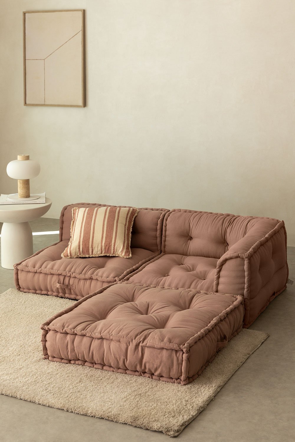 3 Piece Modular Corner Sofa in Cotton Dhel, gallery image 1