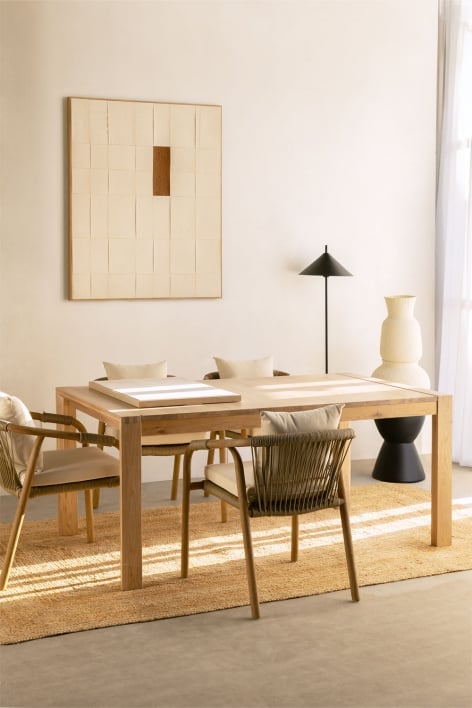 Rectangular dining table 170-250x95 cm extendable in Quëbi wood