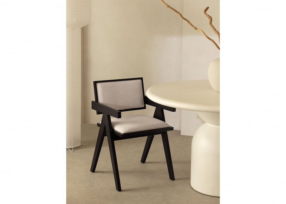 Upholstered Ash Wood Dining Chair with Lali Armrests