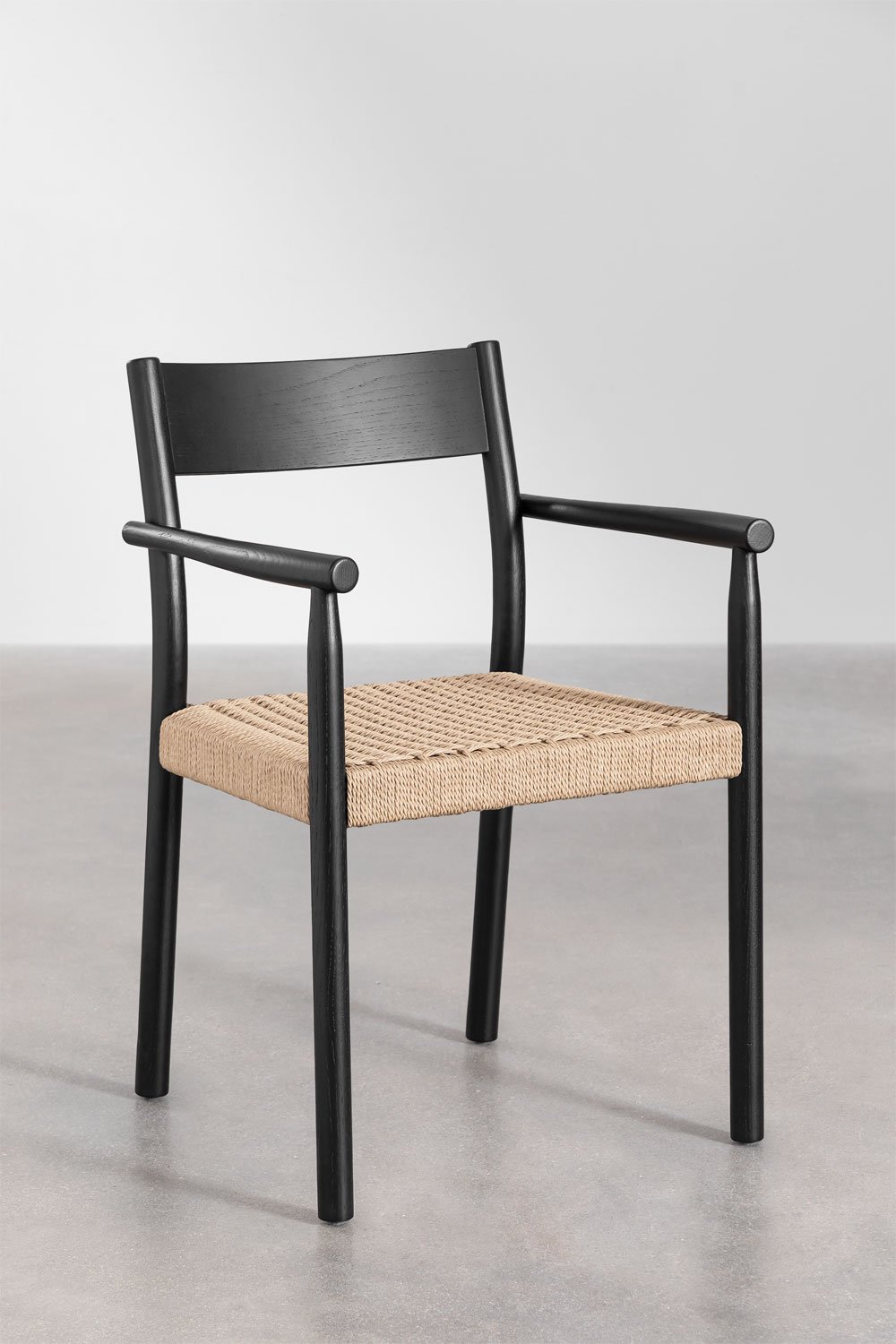 Pack of 2 Dining Chairs in Oak Wood and Mara Braided Rope, gallery image 3