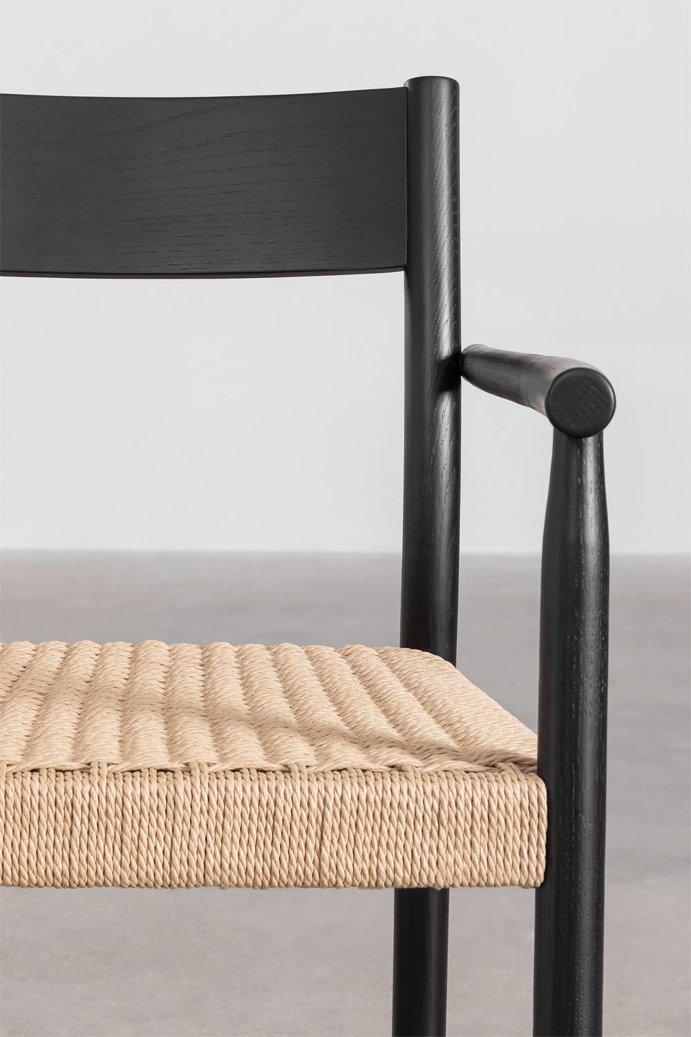 Pack of 4 Dining Chairs in Oak Wood and Mara Braided Rope, gallery image 6