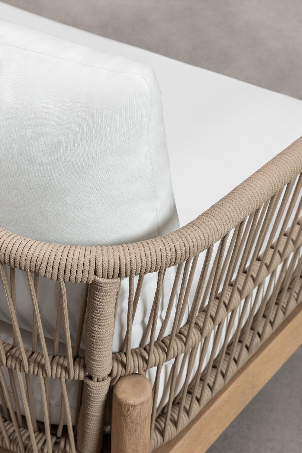 Karvia garden armchair in aluminium and acacia wood, gallery image 6