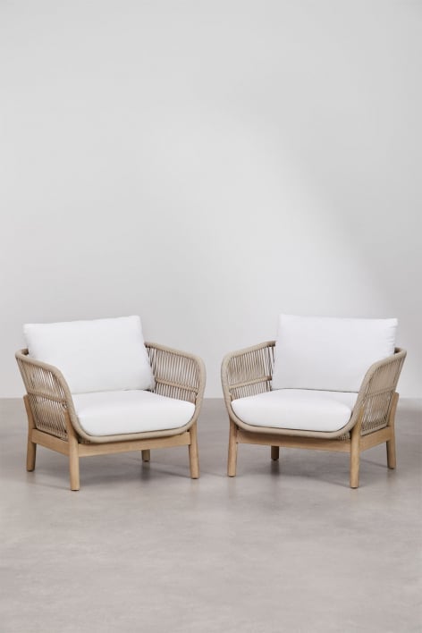 Pack of 2 Karvia garden chairs in aluminium and acacia wood