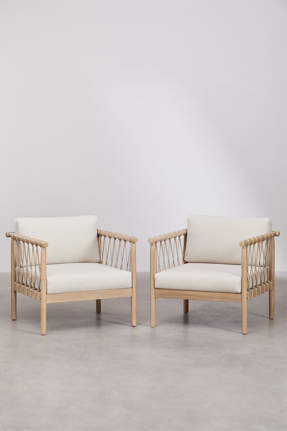 Pack of 2 Bizerta Acacia Wood Armchairs, gallery image 1