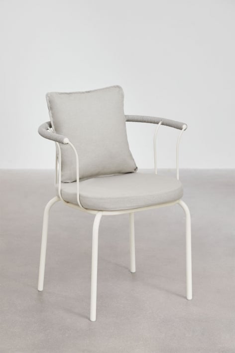 Stackable Garden Chair with Armrests in Boucid Steel
