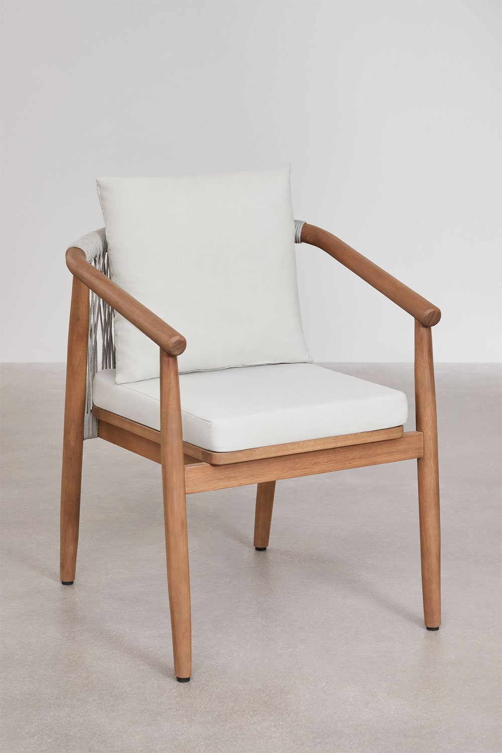 Aderyn Stackable Dining Chair with Armrests in Eucalyptus Wood, gallery image 2