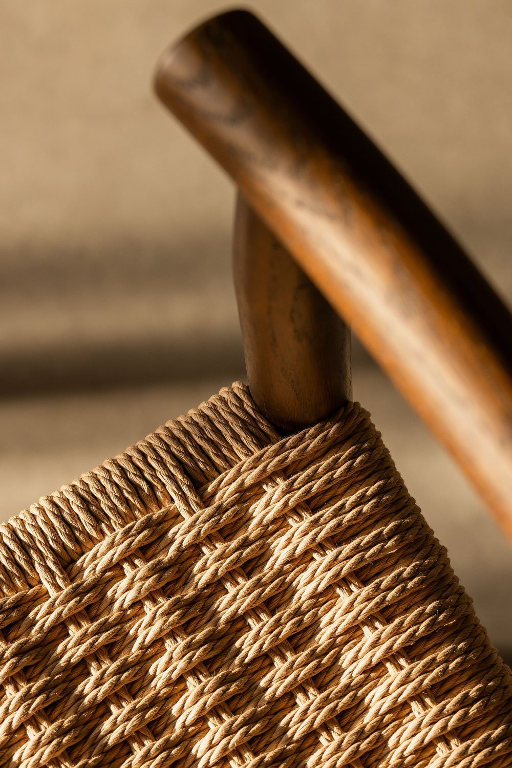 Pack of 4 Dining Chairs in Oak Wood and Mara Braided Rope, gallery image 4