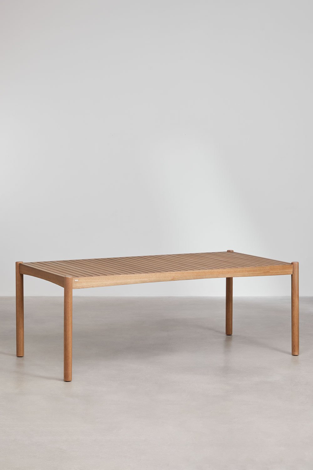Rectangular Table Set (200x100 cm), 2 Benches and 2 Dining Chairs with Armrests in Eucalyptus Wood Aderyn, gallery image 2