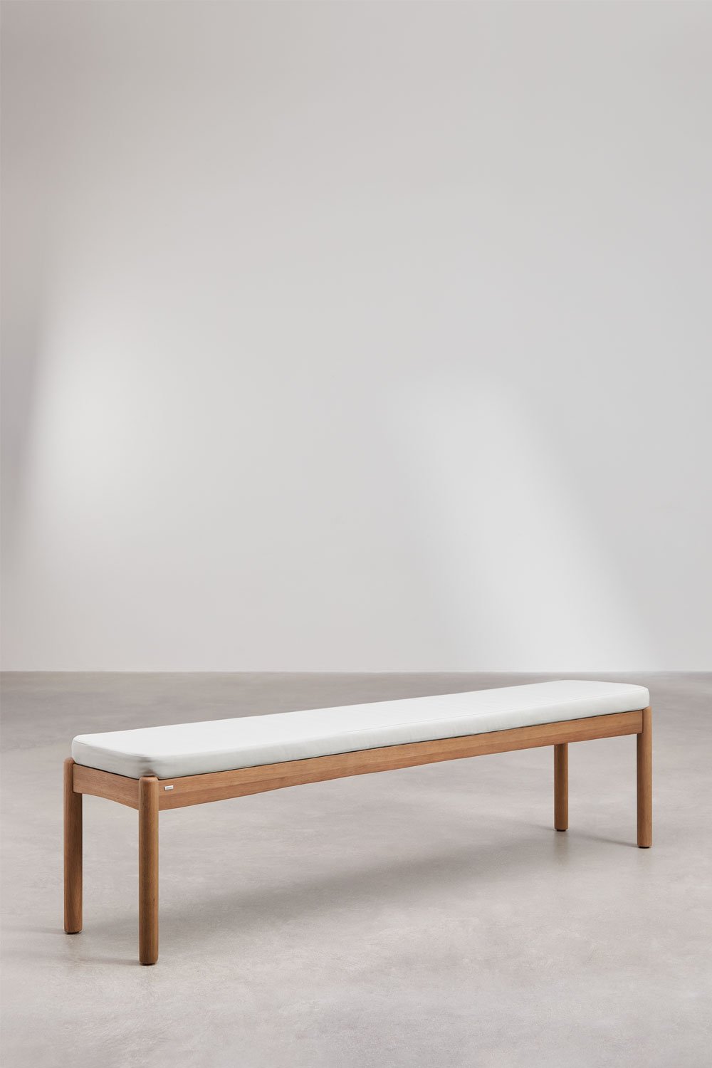 Rectangular table set (200x100 cm) and 2 garden benches in Aderyn eucalyptus wood, gallery image 5