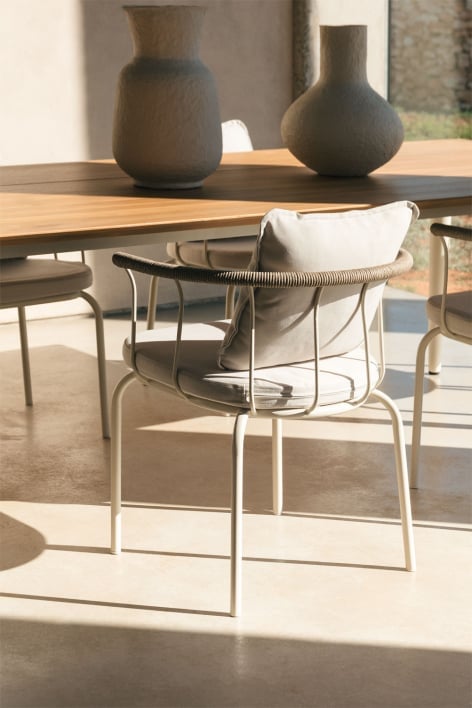 Boucid Stackable Dining Chair with Armrests in Steel