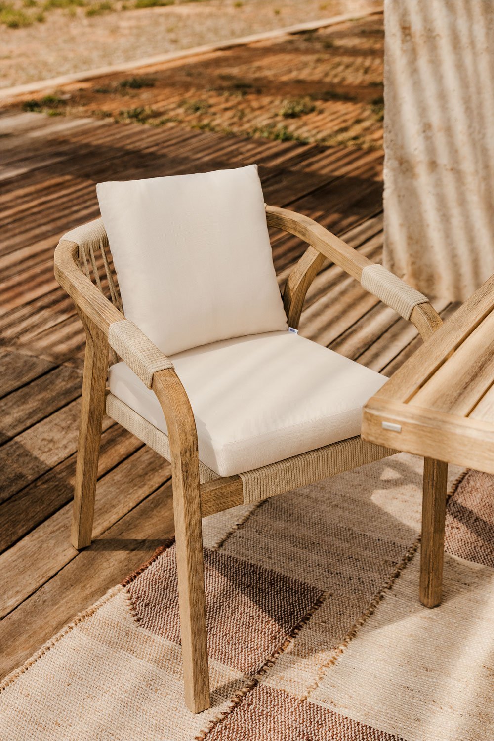 Dubai pack of 4 teak wood garden chairs with armrests , gallery image 1