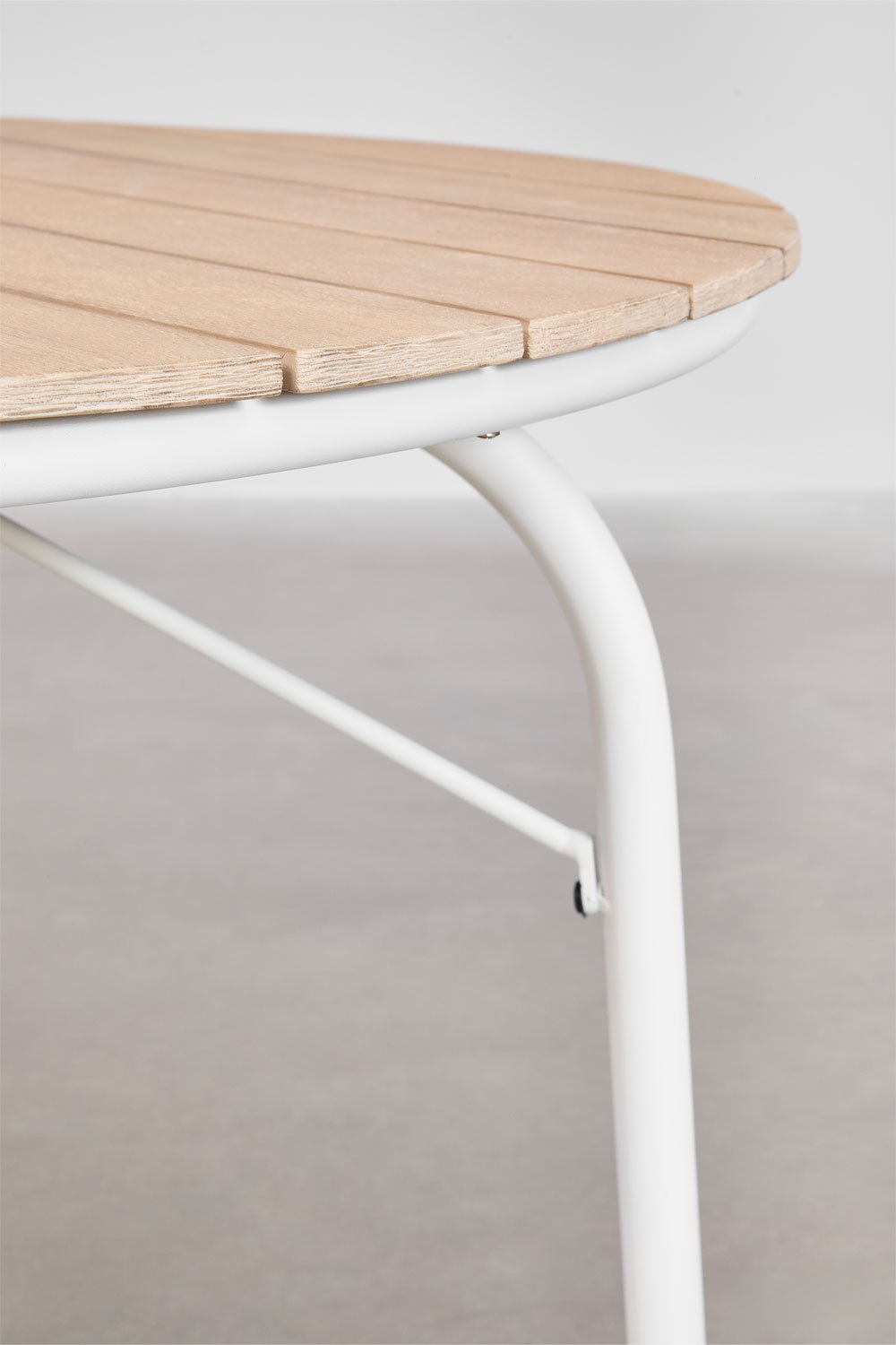 Round Garden Table in Aluminum and Acacia Wood (Ø100 cm) Basper, gallery image 2