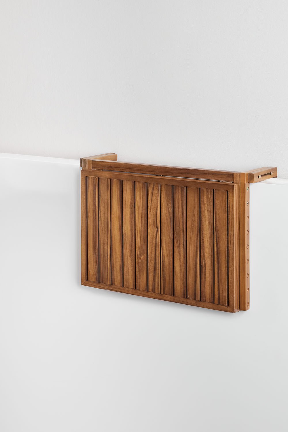 Rectangular hanging and folding garden table 65x60 cm in acacia wood Delawer, gallery image 4