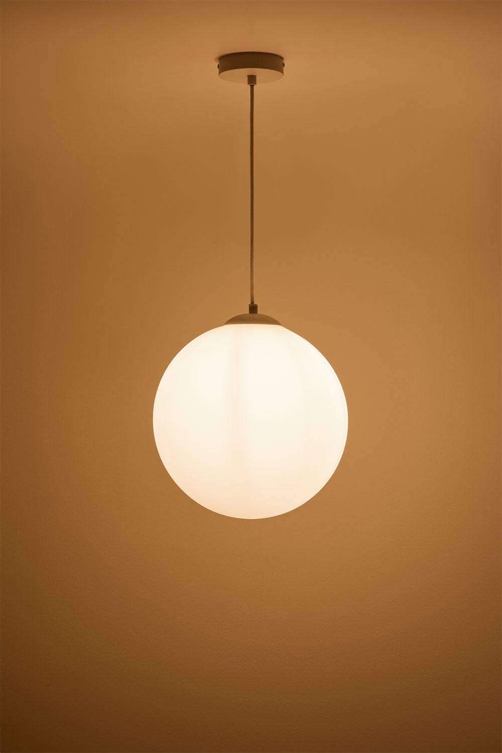 Hanging ceiling lamp in iron with Uvol crystal ball, gallery image 2