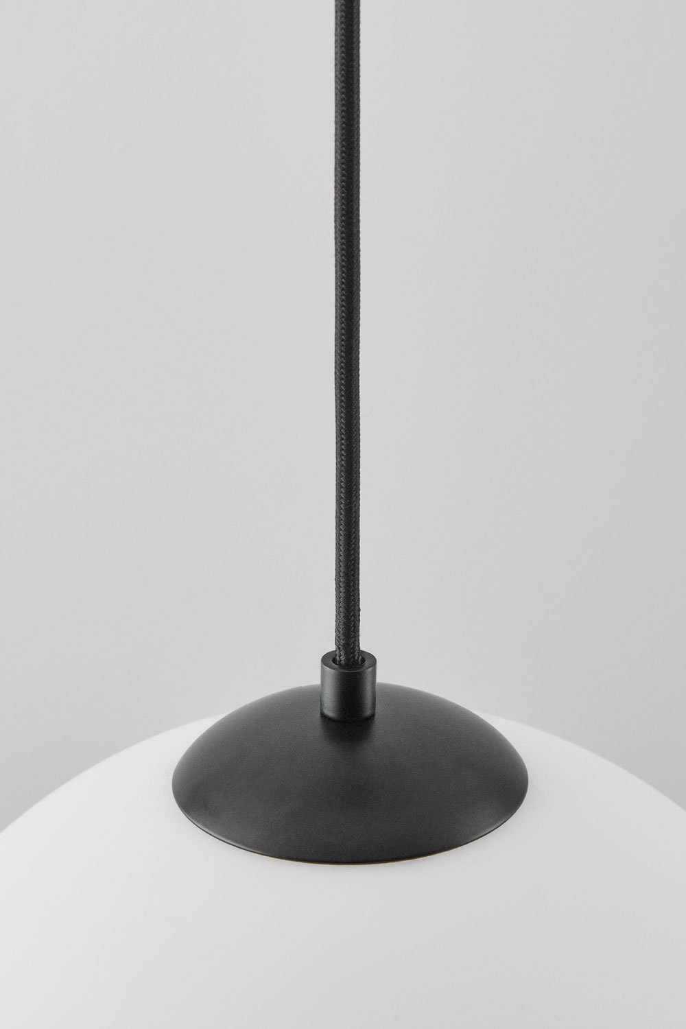 Hanging ceiling lamp in iron with Uvol glass globe, gallery image 4