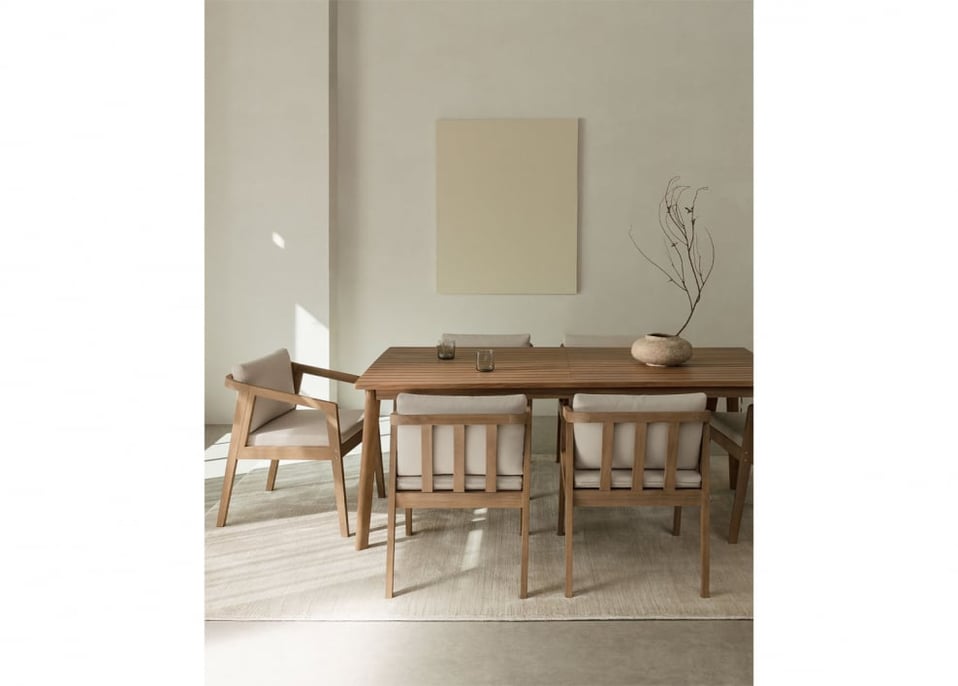 Kaela rectangular acacia wood dining table - Light Brown Acacia