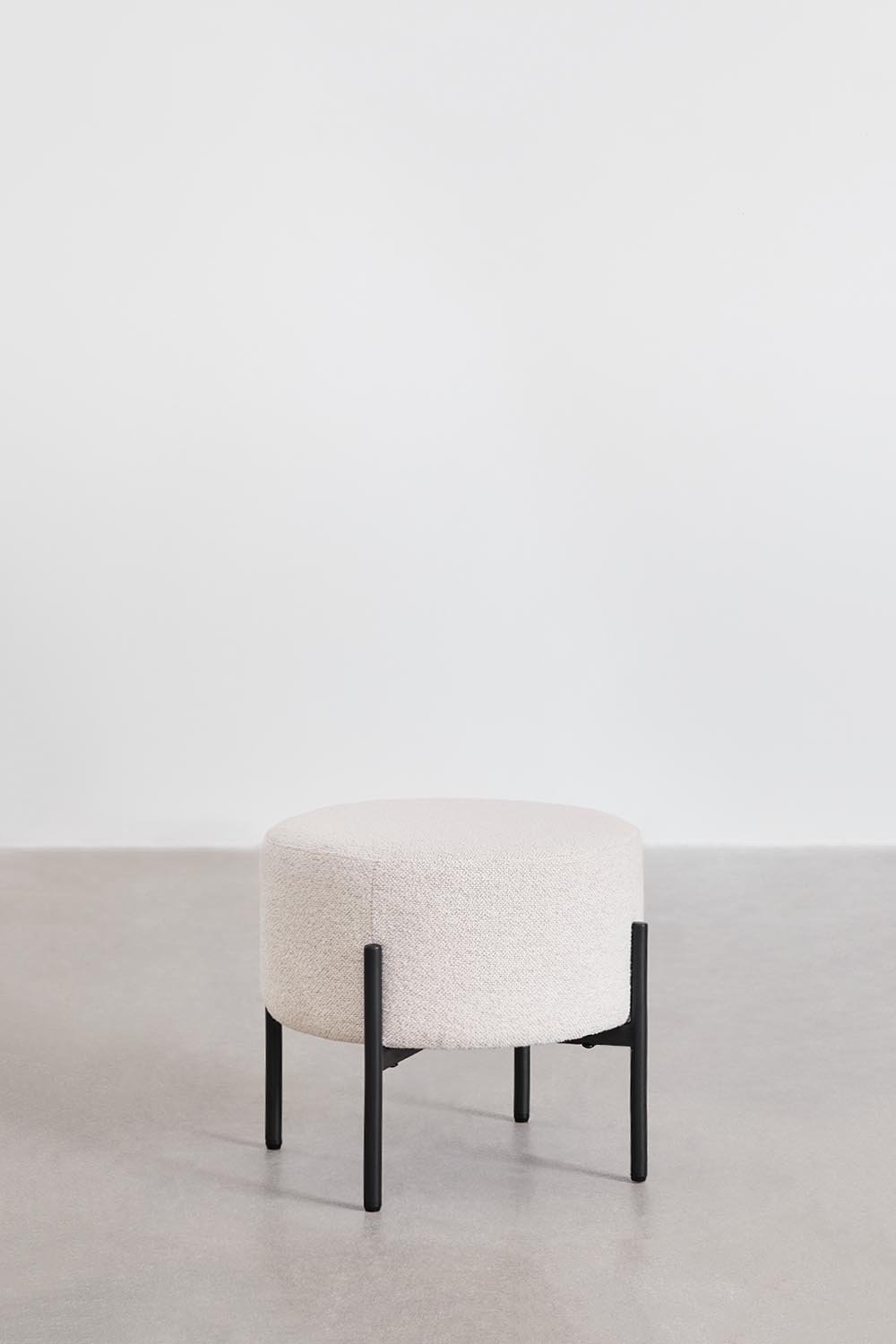 Low stool in bouclé fabric Anisa, gallery image 1