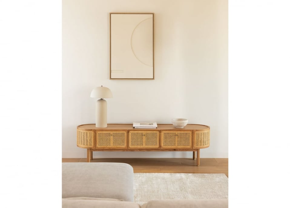 Edwina rattan and wood TV cabinet 175x45 cm