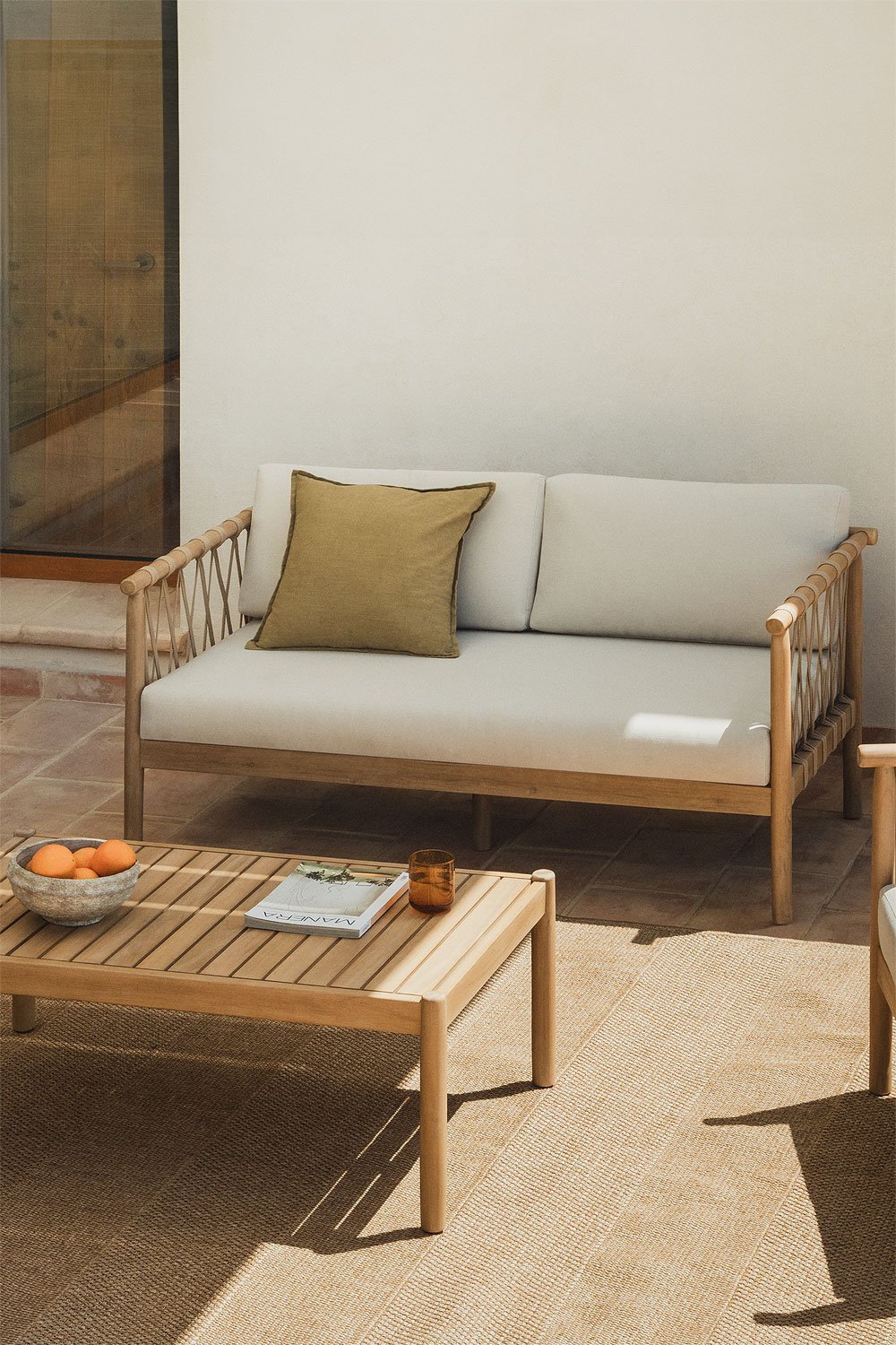 2 Seater Garden Sofa in Acacia Wood Bizerta, gallery image 1