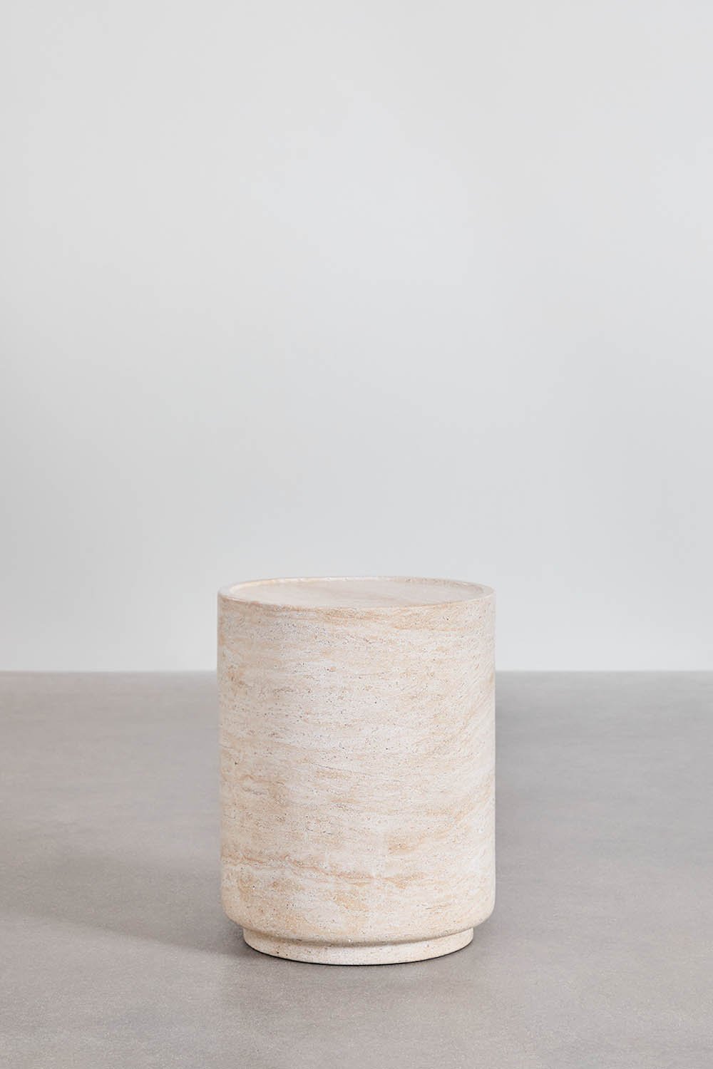 Round side table in travertine-look cement (Ø35 cm) Darwys, gallery image 2