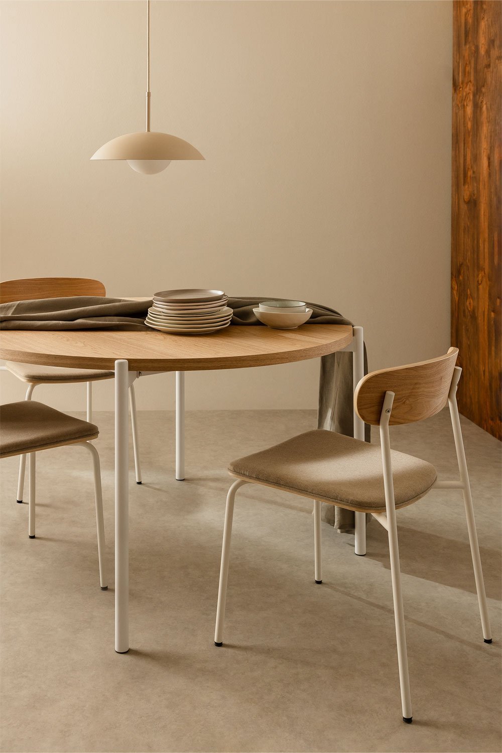 Galite Round Dining Table in Wood and Metal (Ø120 cm), gallery image 1
