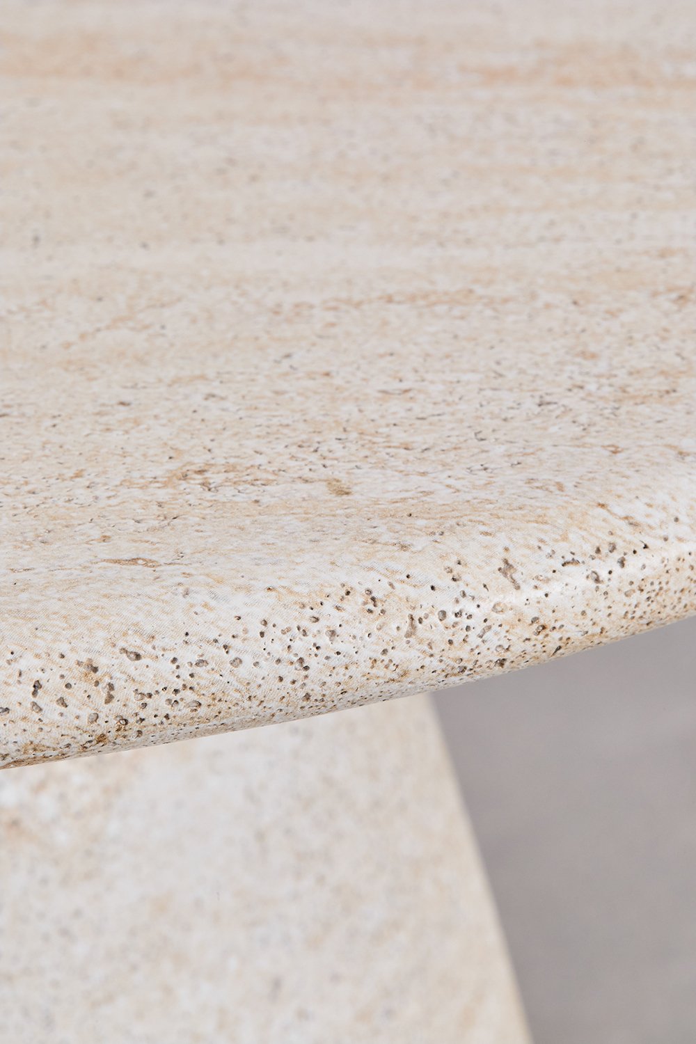 Grebik round side table in travertine-look cement, gallery image 4