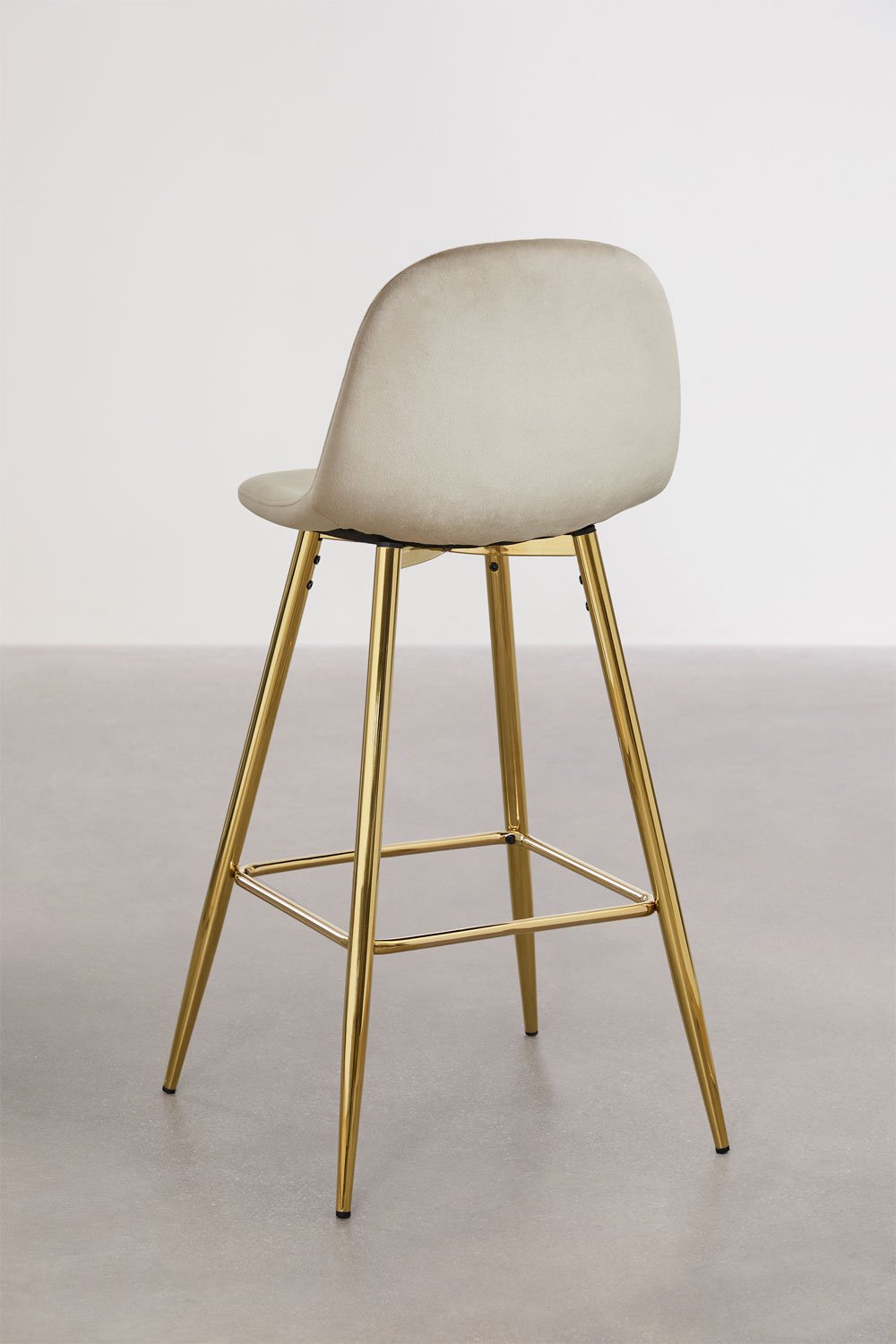 4-Pack high stools 75 cm in wheat brown velvet and gold legs Glamm, gallery image 3