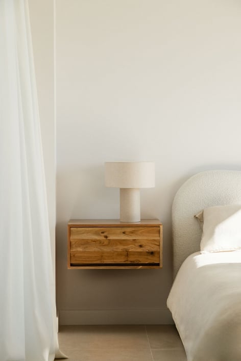 Petter acacia wood wall-mounted bedside table