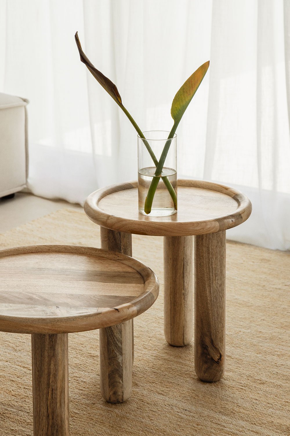 Round side table in Obiora mango wood , gallery image 1