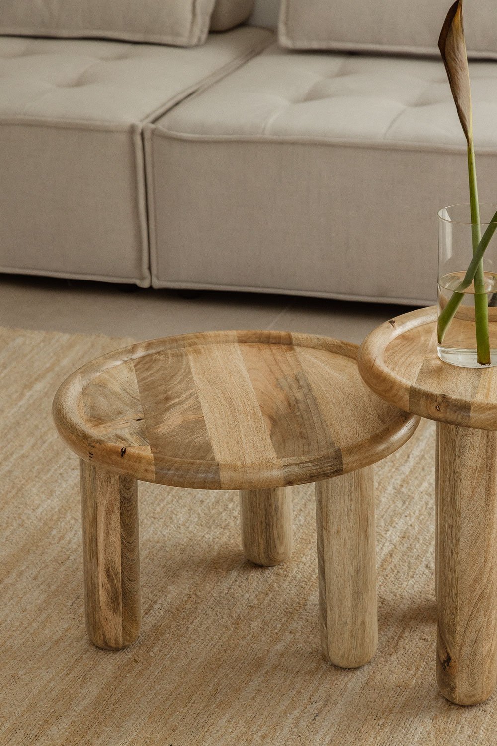 Round side table in Obiora mango wood , gallery image 1