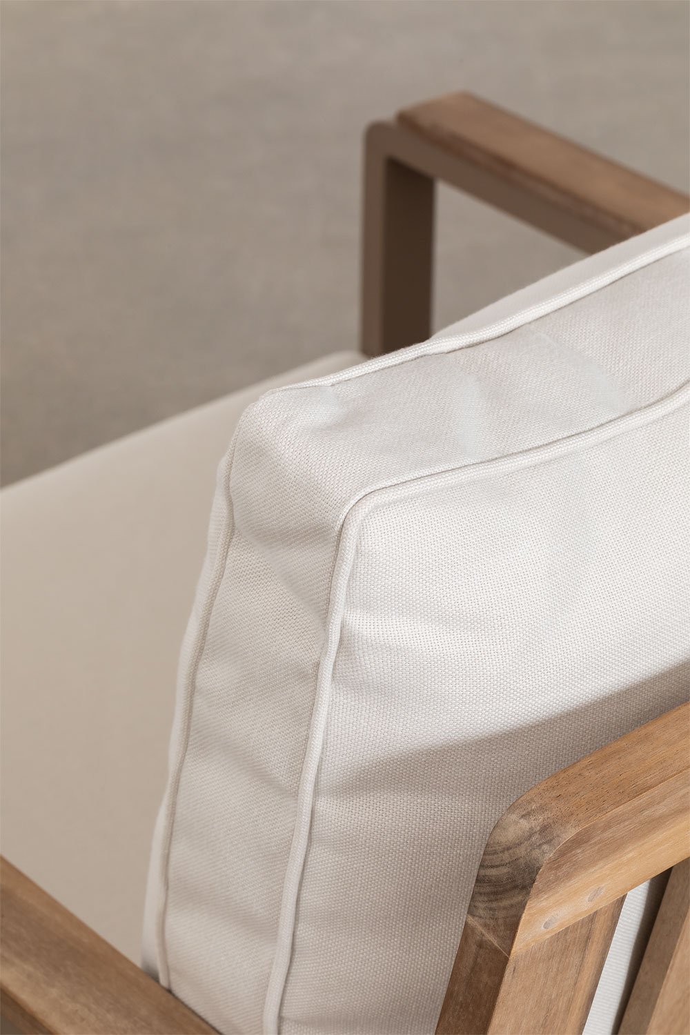 Giselle armchair in aluminum and acacia wood, gallery image 4