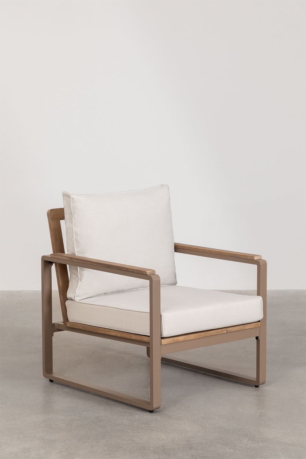 Giselle Aluminum and Acacia Wood Armchair, gallery image 1