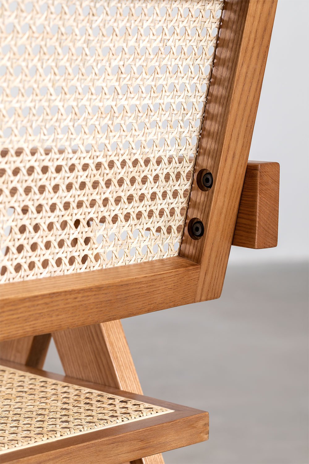 Pack of 2 Dining Chairs with Armrests in Ash Wood and Rattan Lali, gallery image 7