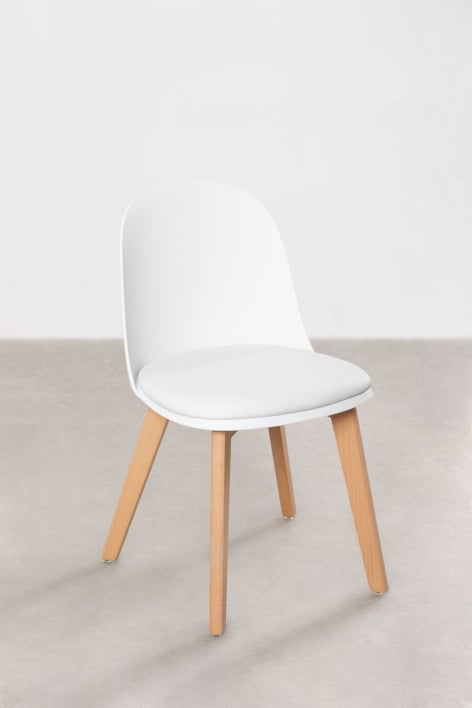 Belyna dining chair set of 4 in polypropylene and beech wood - White