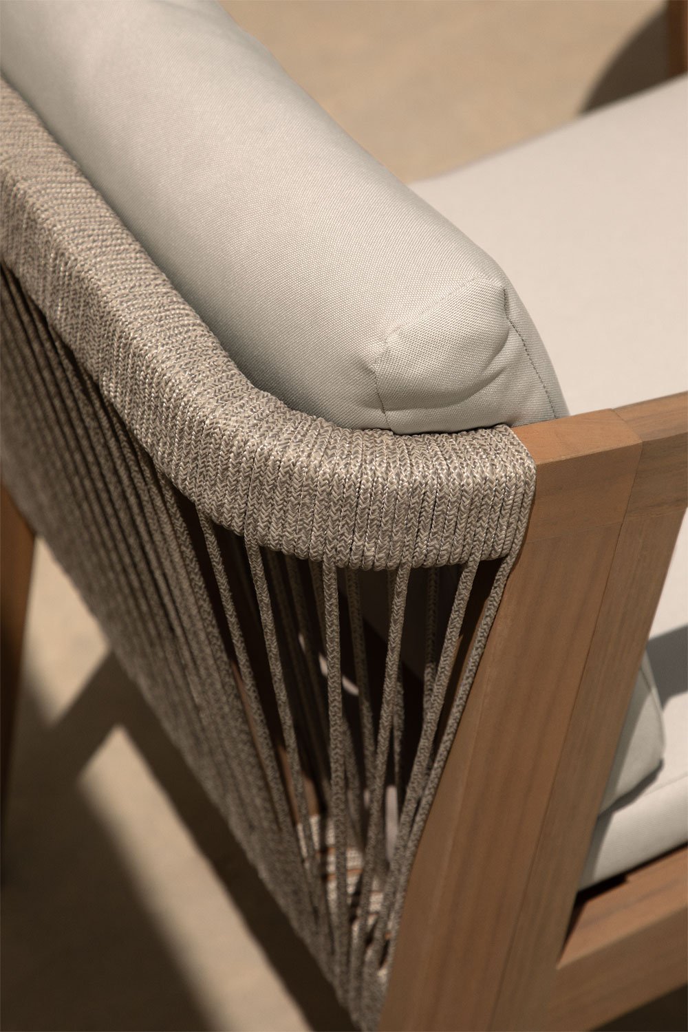 Kaela garden chair in acacia wood and braided rope, gallery image 2