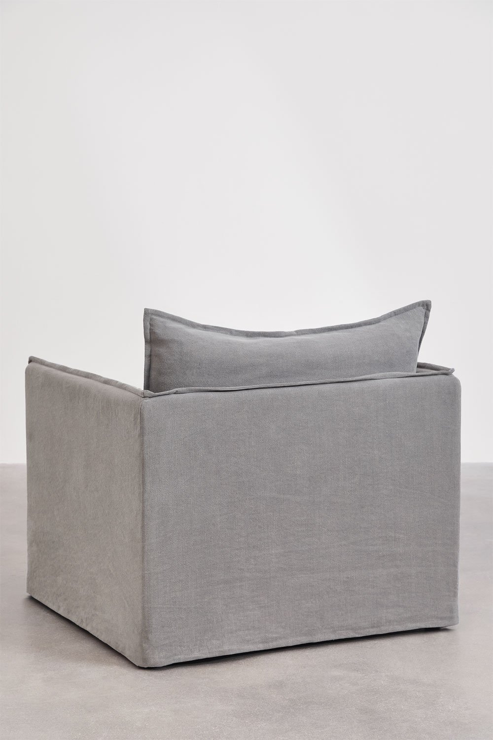 Living room set with a 2-seater sofa, 2 armchairs and a pouf in linen and cotton Grace, gallery image 8