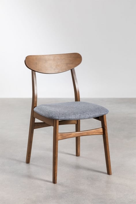 Pack of 2 Cloda dining chairs in fabric and wood