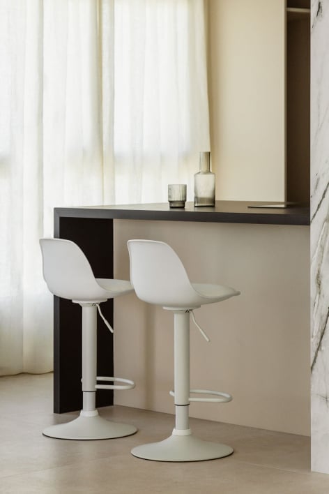Adjustable high stool white Nordic - White