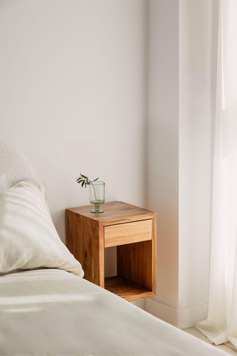 Gyda wooden floating bedside table, gallery image 1