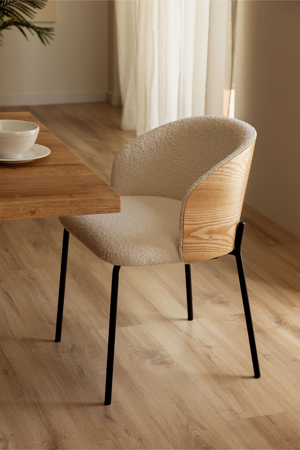 Amieva Upholstered Wooden Dining Chair, gallery image 1