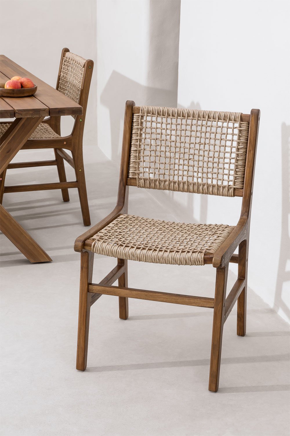 Pack of 4 Malmo teak wood garden chairs, gallery image 1