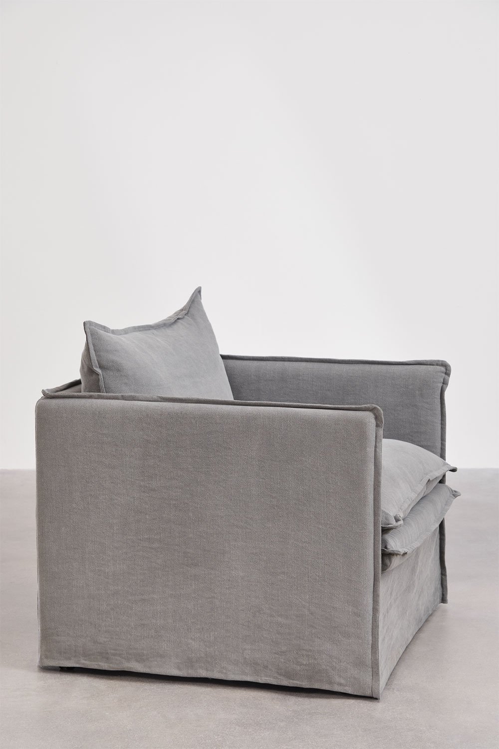 Pack of 2 armchairs with armrests in Grace linen and cotton, gallery image 5